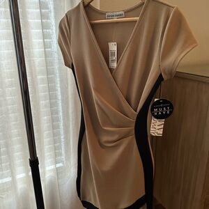 Almost Famous Beige and Black Mini Dress